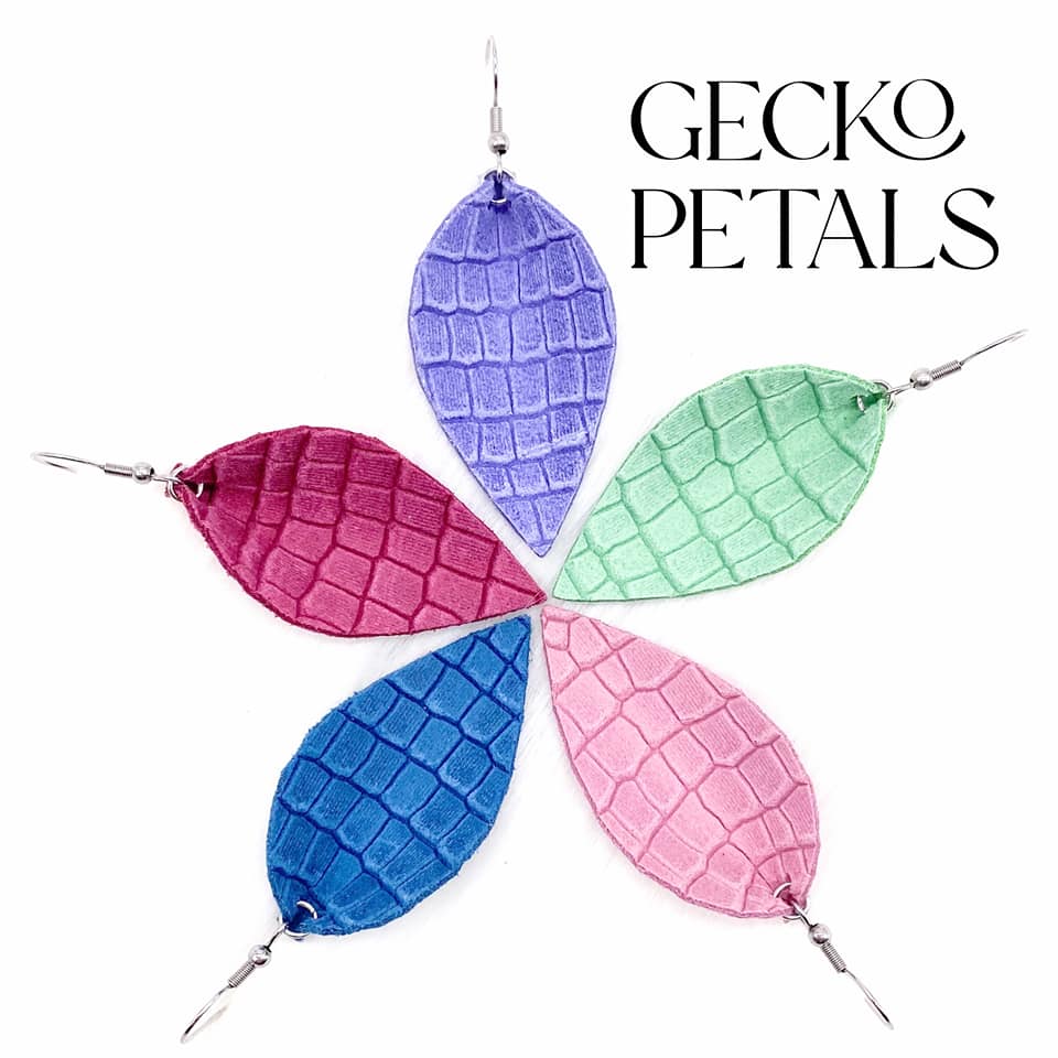2” Raspberry Gecko Petal Earrings