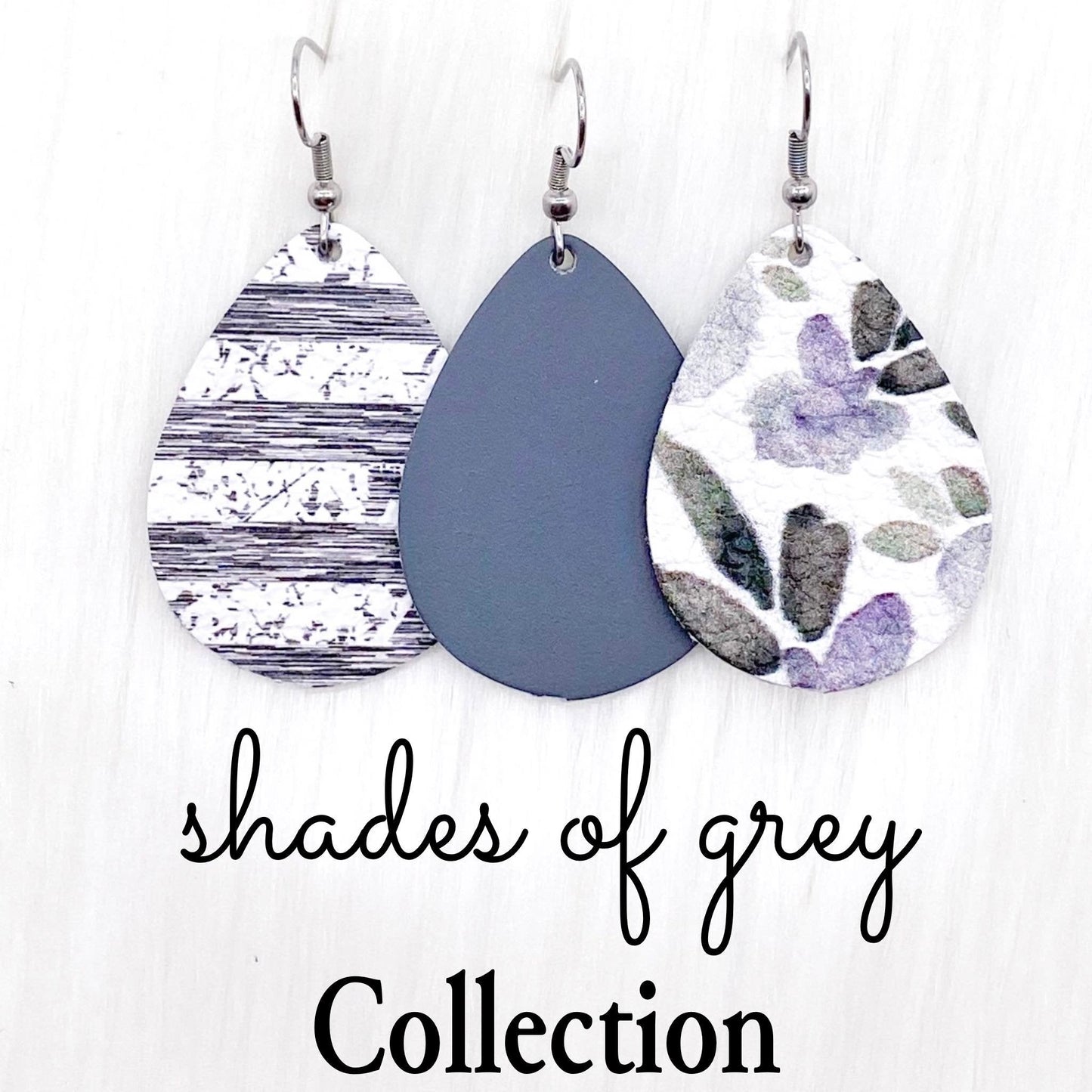 1.5" Shades of Grey Mini Collection - Grey Baby Chopper Earrings