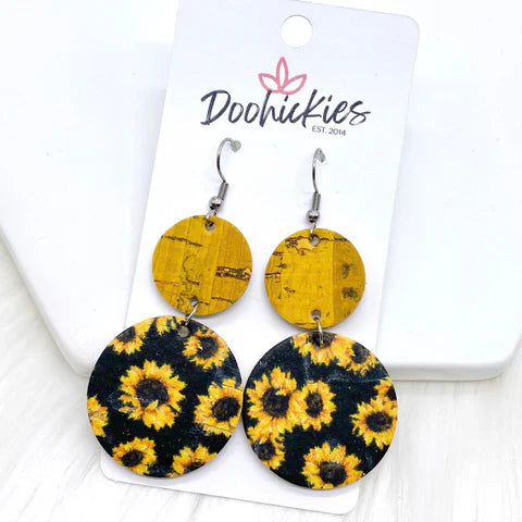 2.5" Double Corkies - Yellow & Black Sunflowers