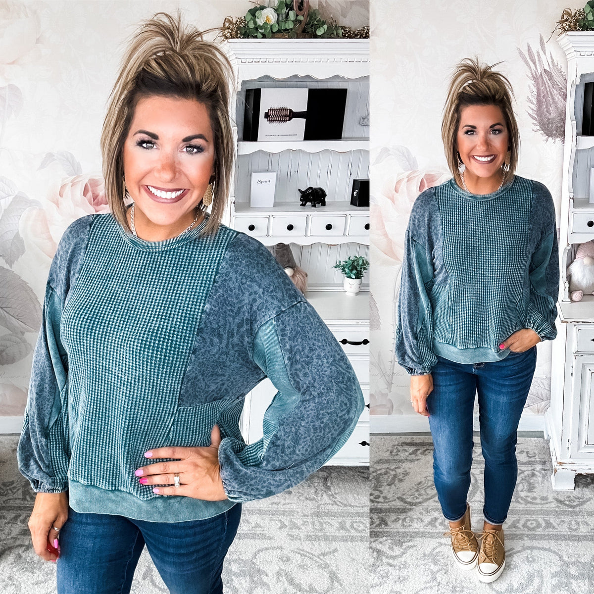 Don't Let Me Down Pullover - Teal