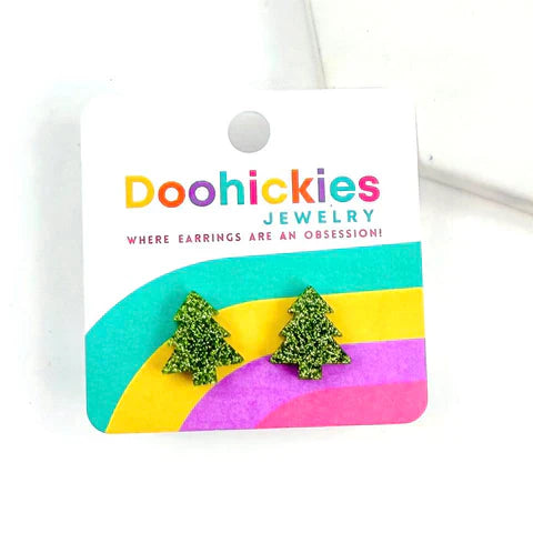 Christmas Tree Stud Earrings - Light Green