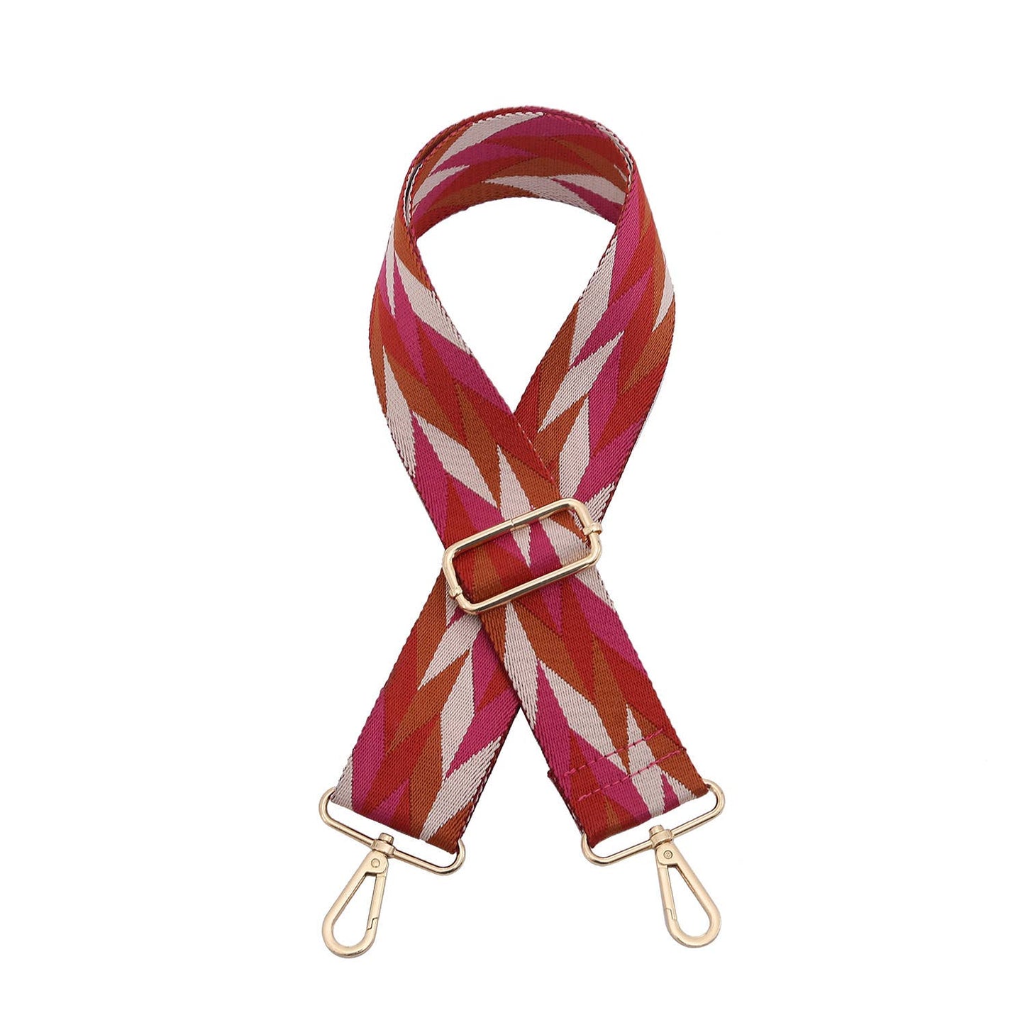 Crossbody Guitar Strap - Herringbone Pink Mix