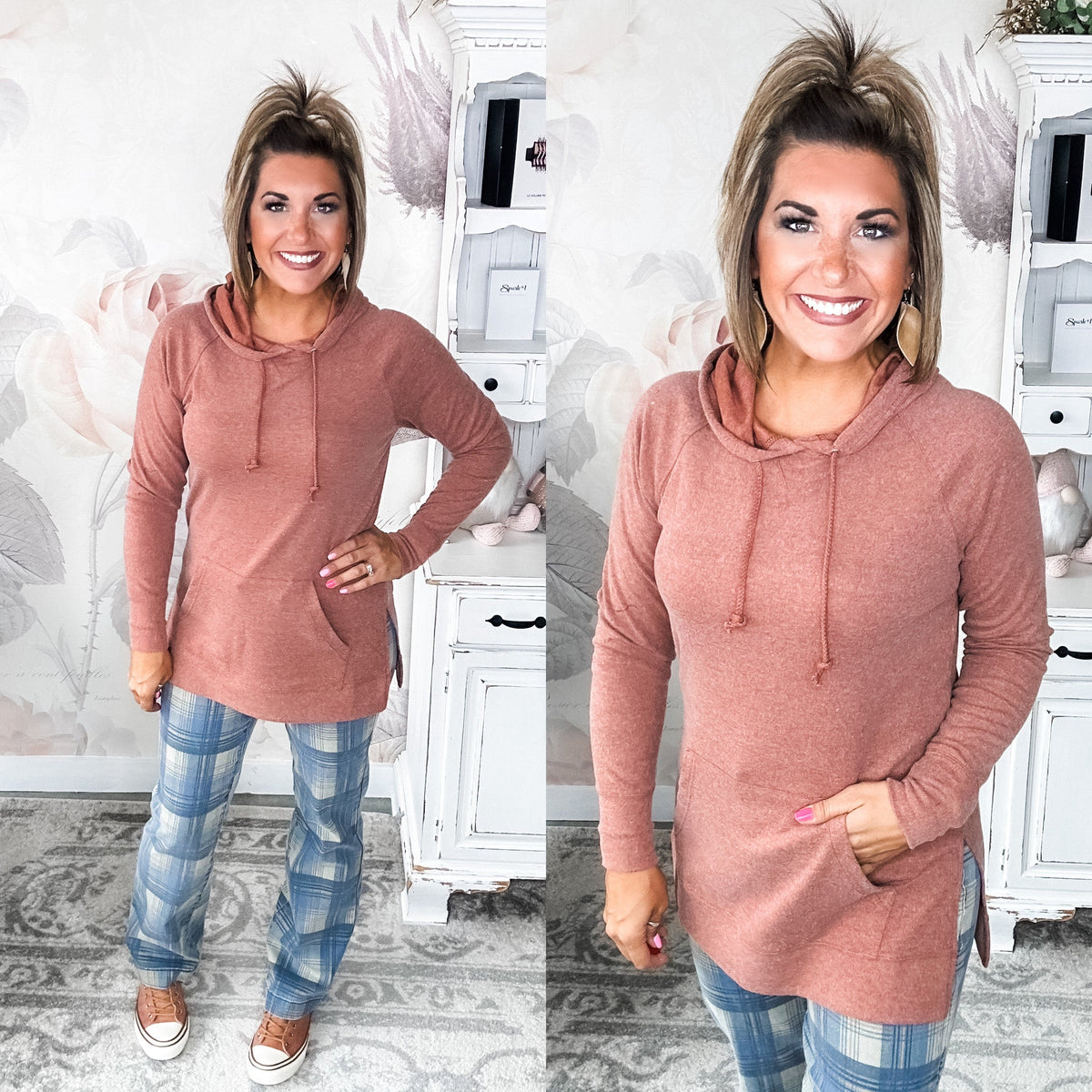 Ampersand Avenue SideSlit Hoodie - Burnt Sienna
