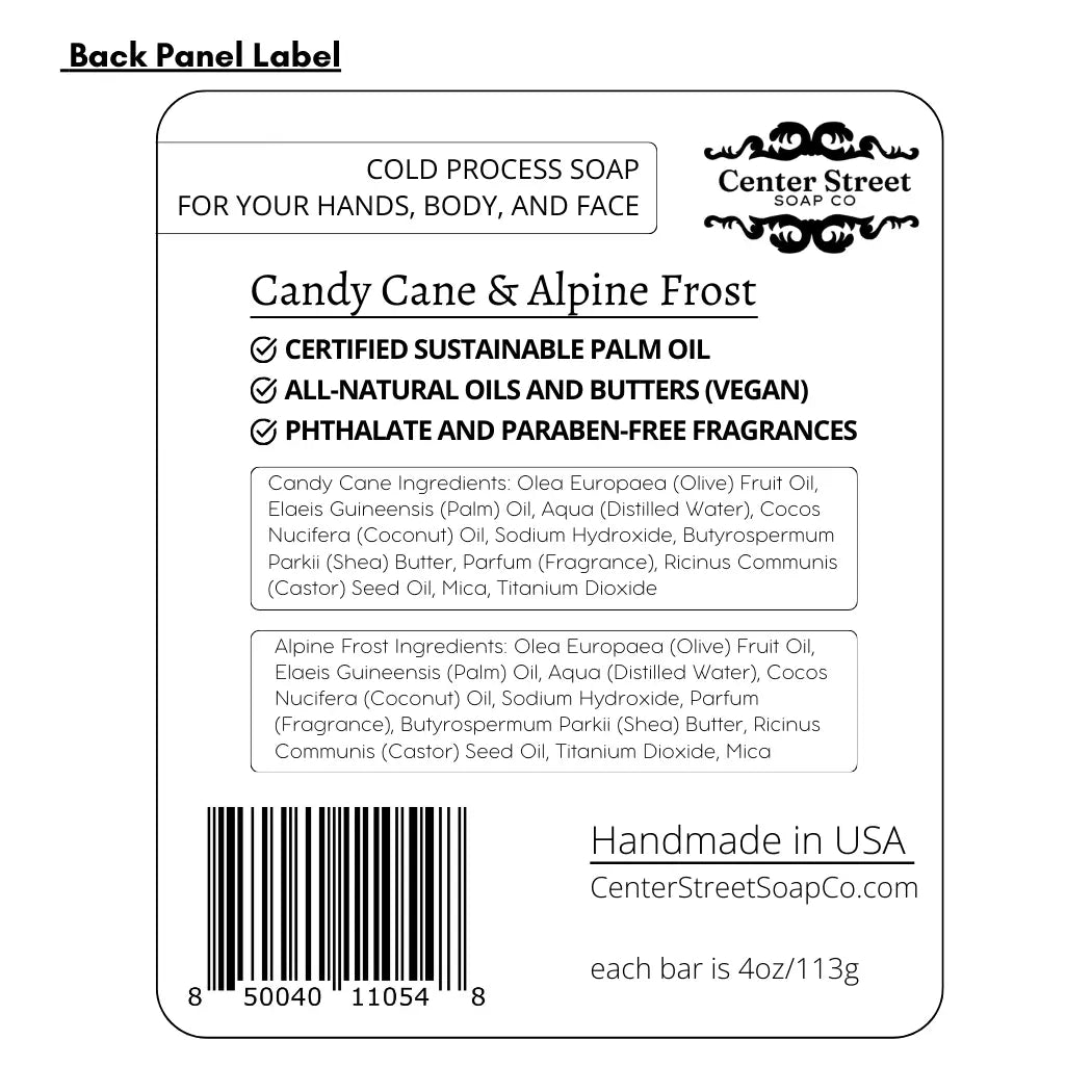 Candy Cane & Alpine Handmade Soap Bar Gift Set
