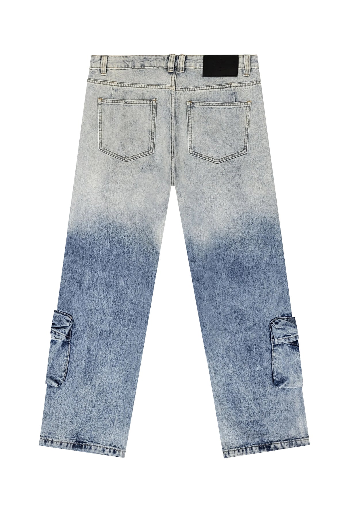 Men's Baggy Fit Faded Wash Cargo Jeans