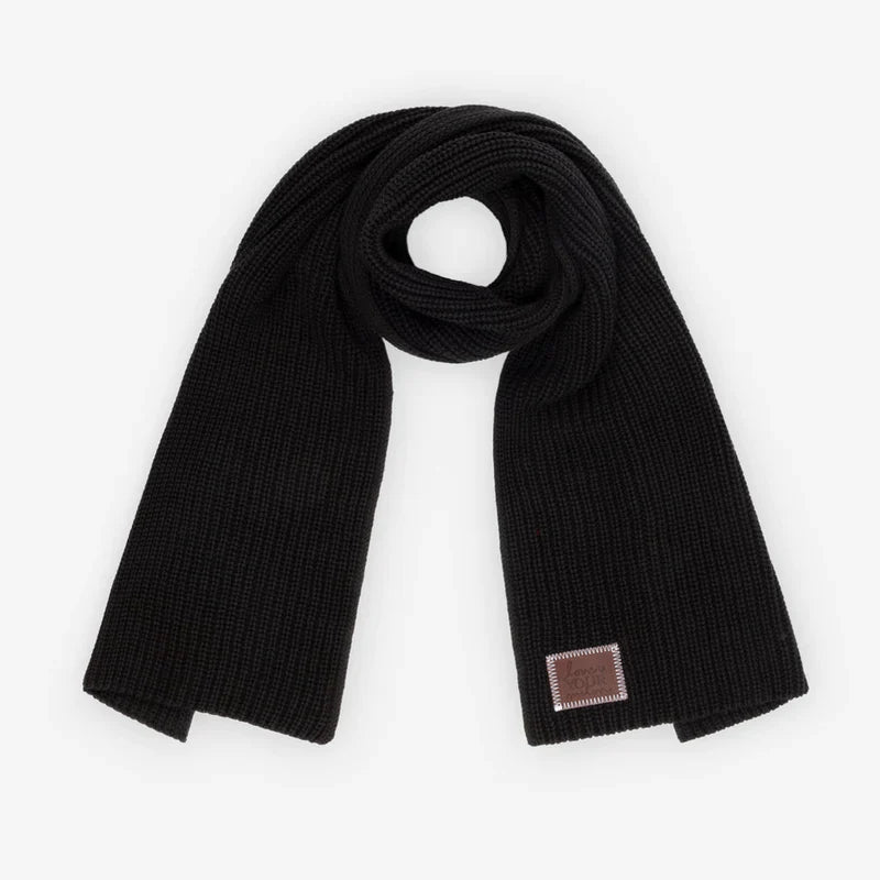 Love Your Melon - Black Flat Knit Scarf