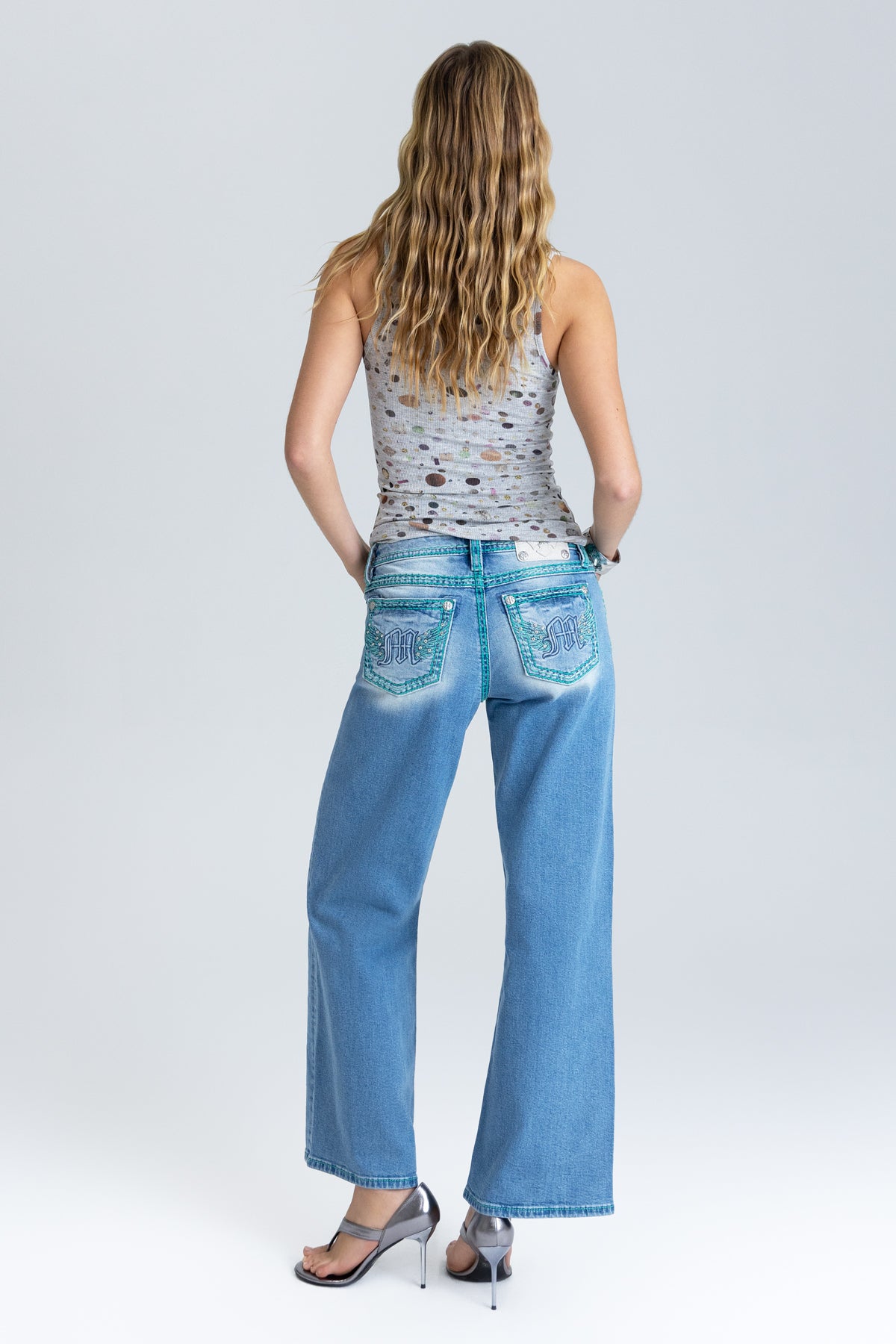Velocity Stitched Wide Leg Jeans