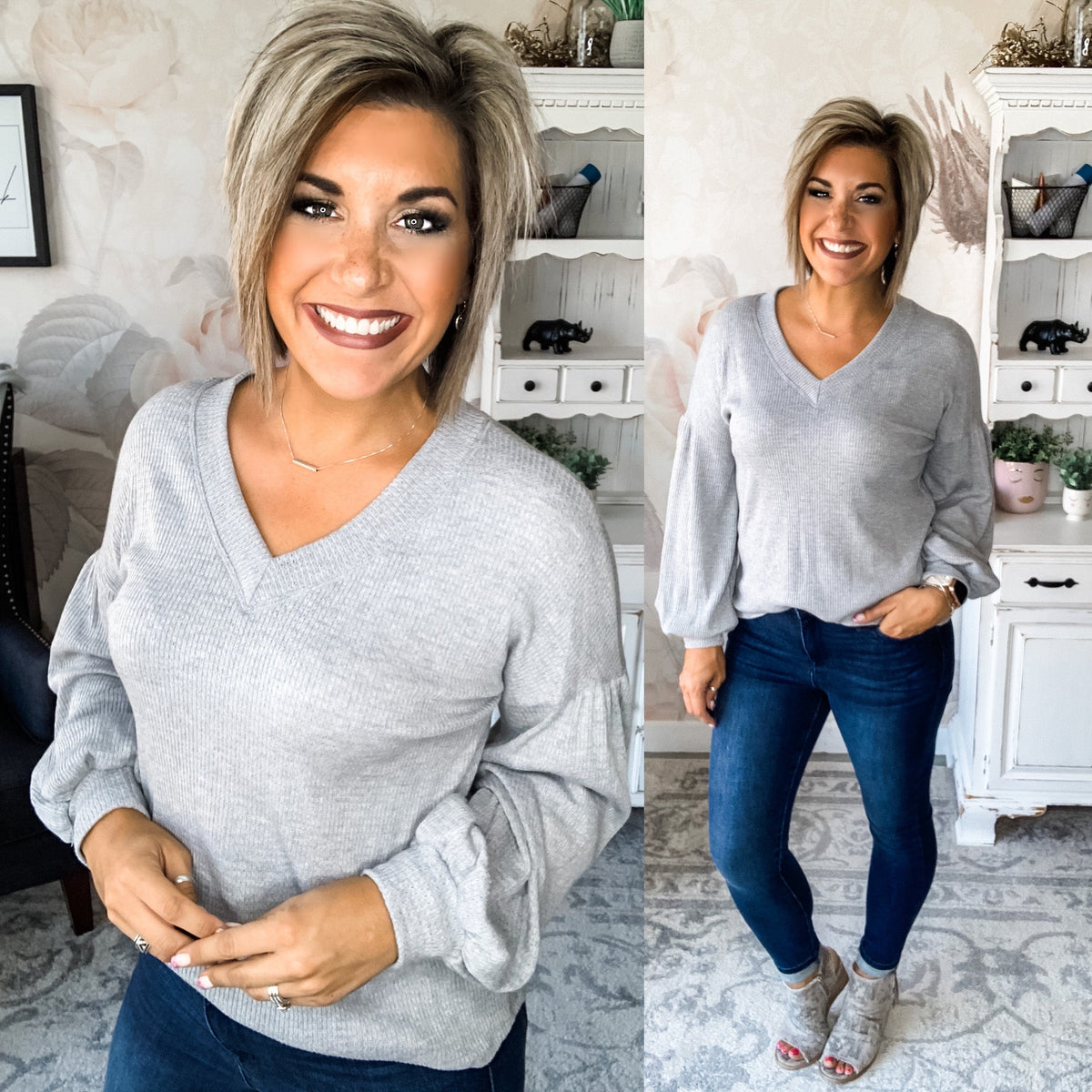 Humble Moments Knit Top - Grey