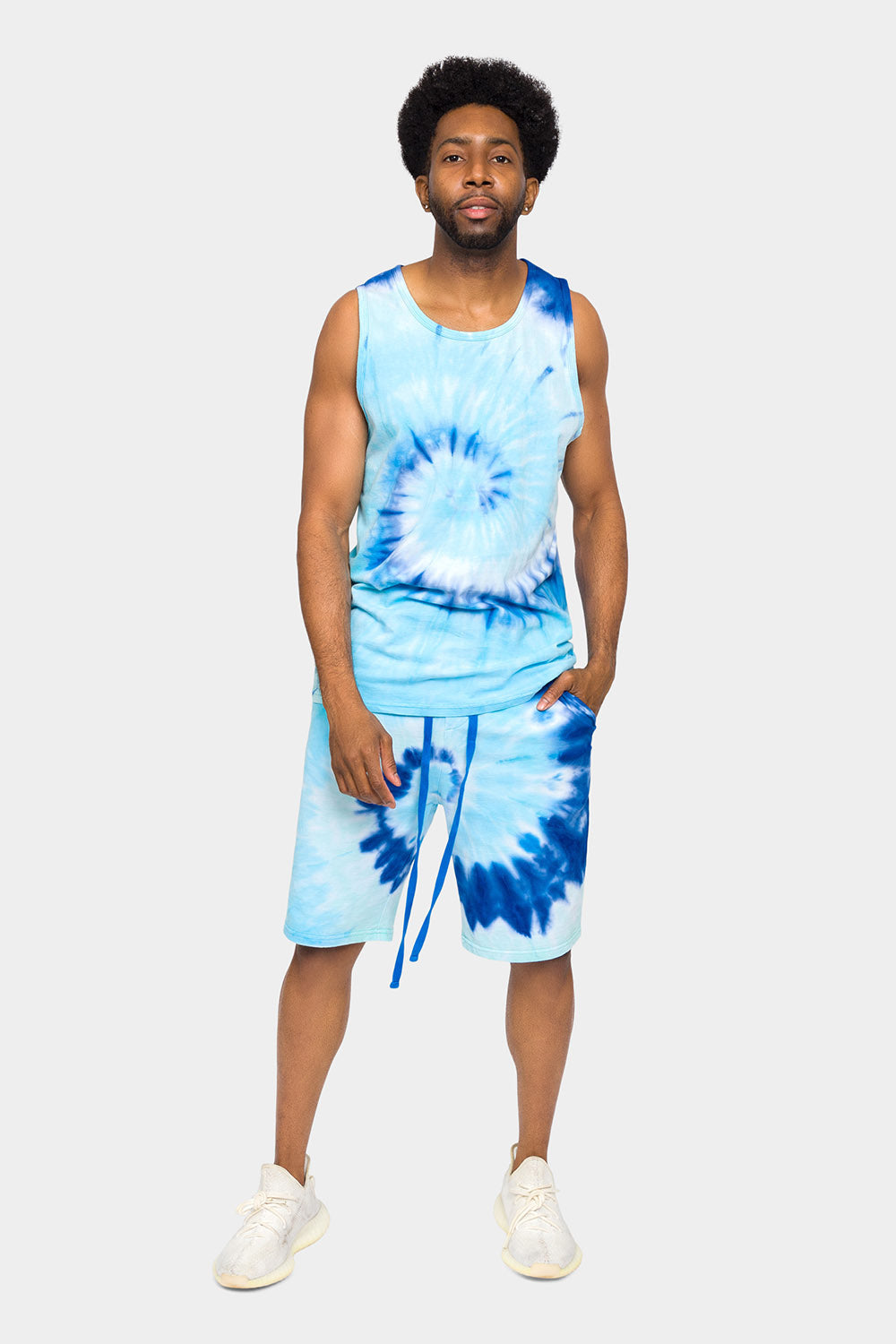 Pastel Contrast Swirl Tie Dye Cotton Tank Top