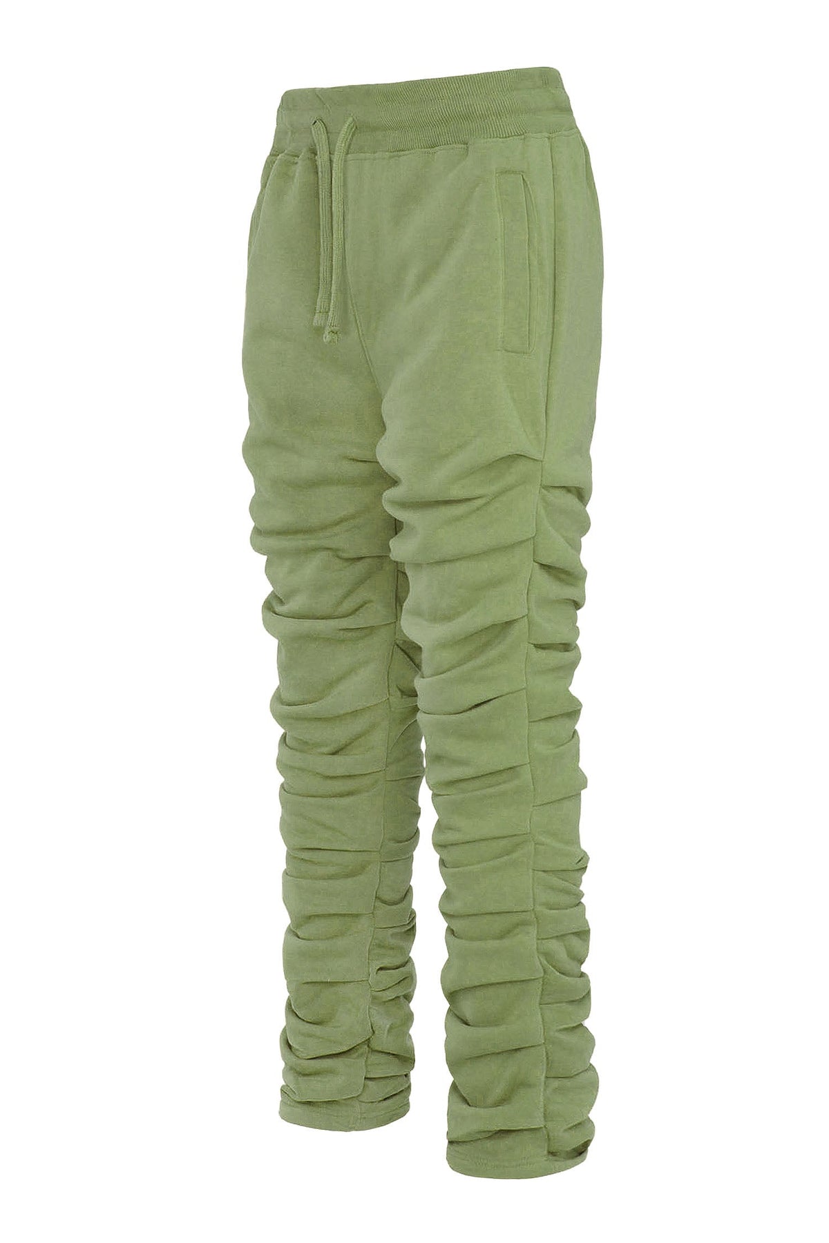 Men's Slim Flare Ruched Fleece Sweat Pants
