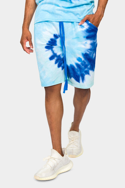 Pastel Contrast Swirl Tie Dye Cotton Tank Top Shorts Set
