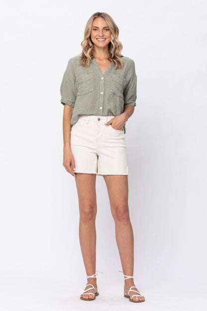 Judy Blue Ecru Cut Off Shorts