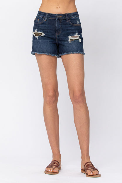 Judy Blue High Rise Camo Patch Shorts