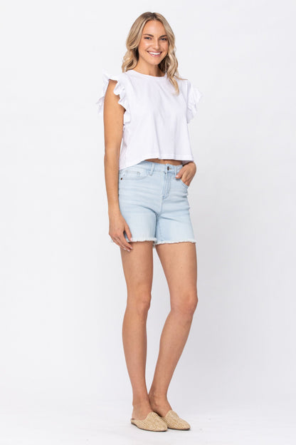 Judy Blue High Waist Bleach Light Cut Off Shorts