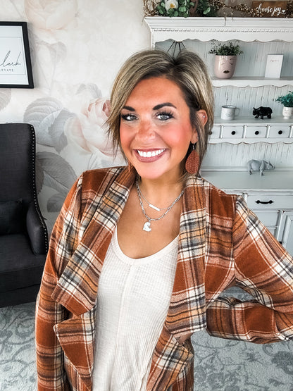 In The Air Plaid Jacket - Rust