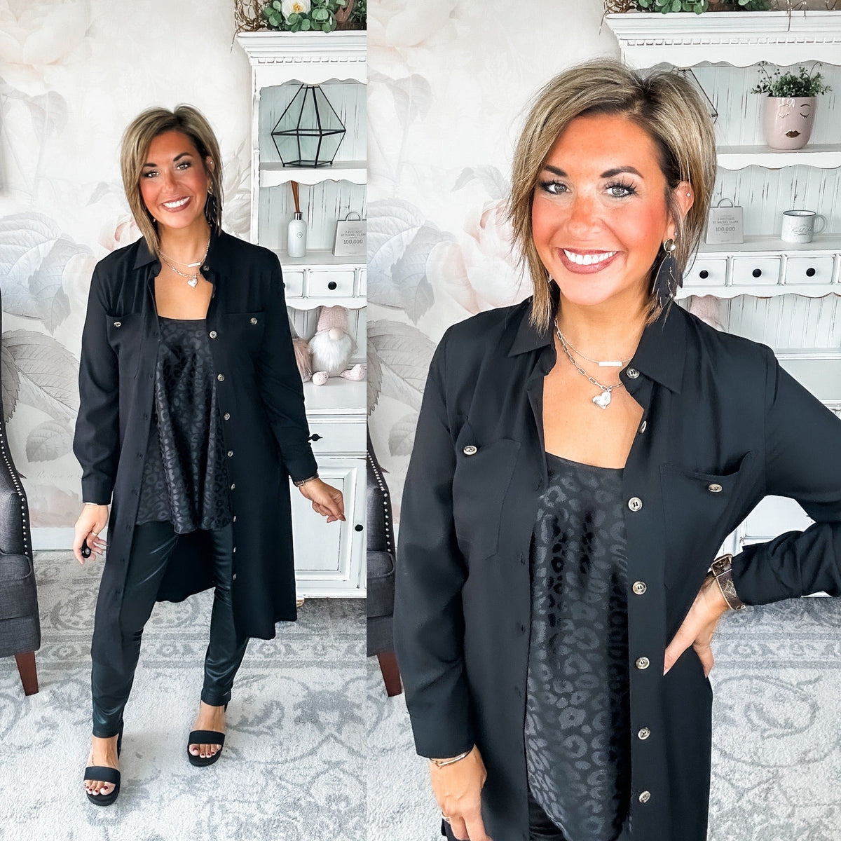 From the Top Button Down Dress - Black