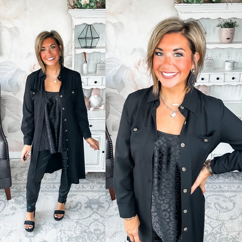 From the Top Button Down Dress - Black