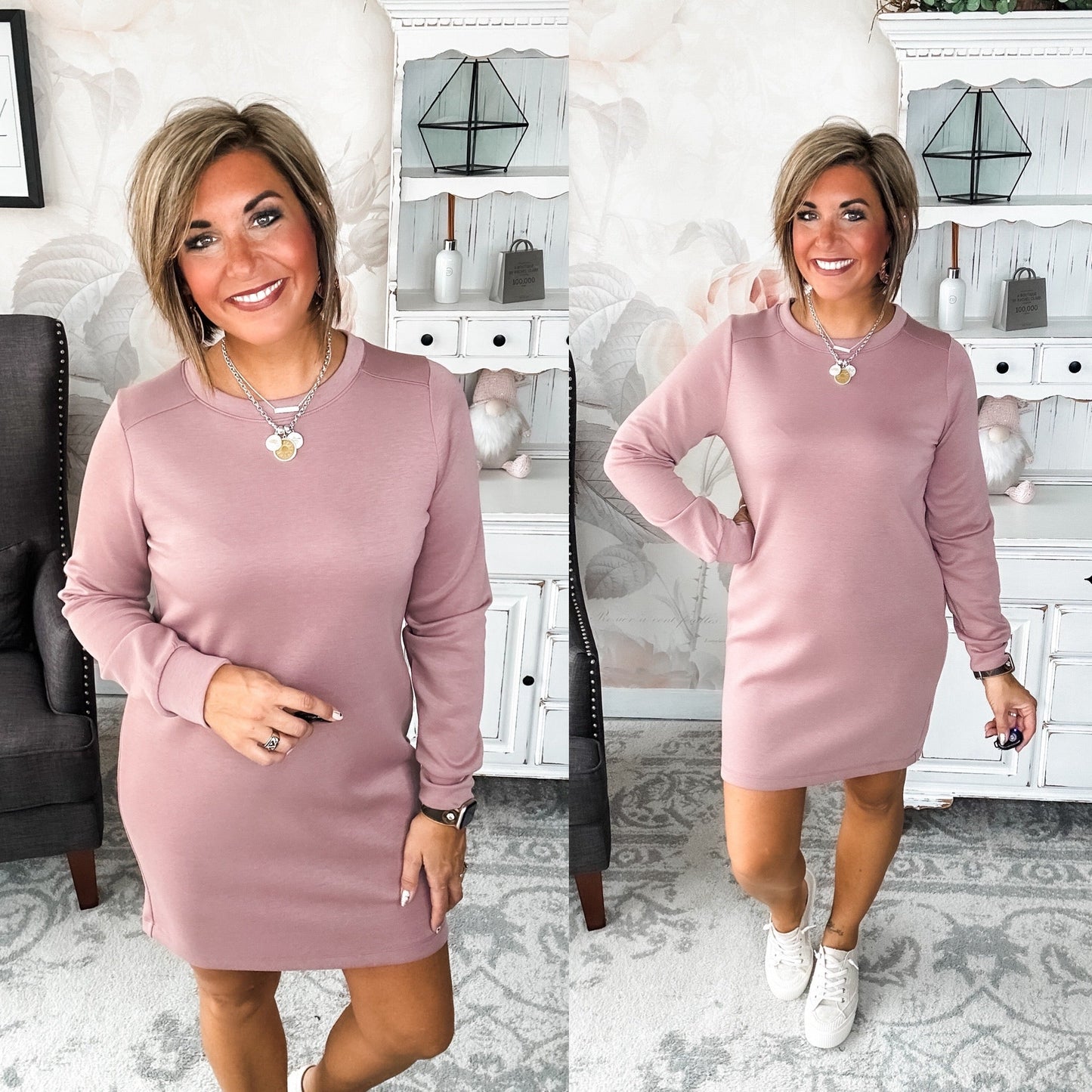 Cozy Up Shift Dress - Mauve