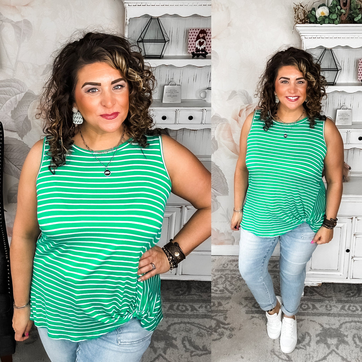 As Fast As I Can Tank - Kelly Green/Off White