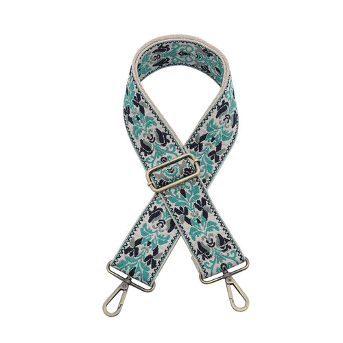 Crossbody Guitar Strap - Boho Vine Teal & Navy