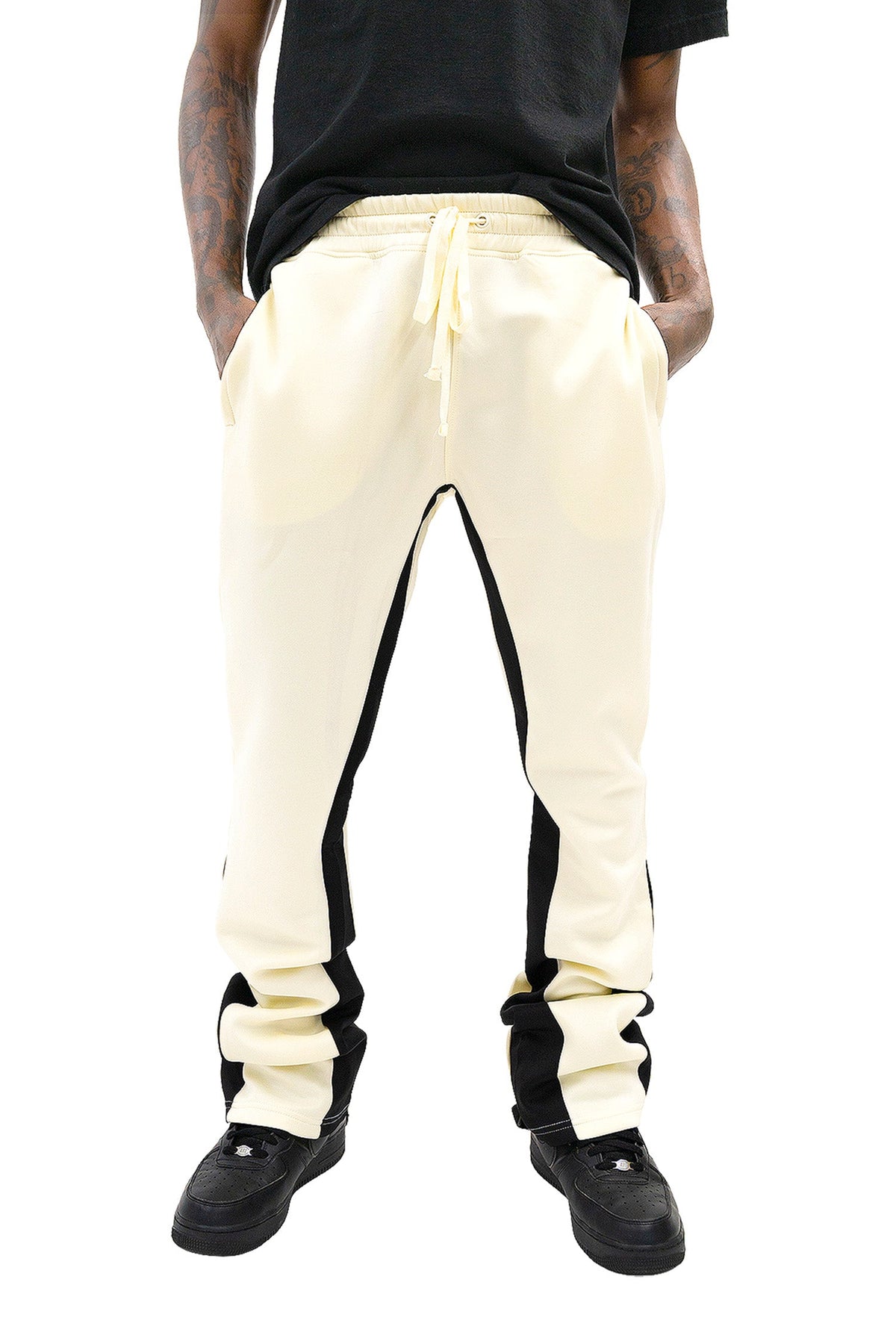 Men's Striped Stacked Flared Track Pants