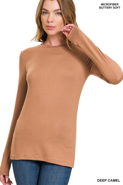 Happy Now Long Sleeve Tee - Deep Camel
