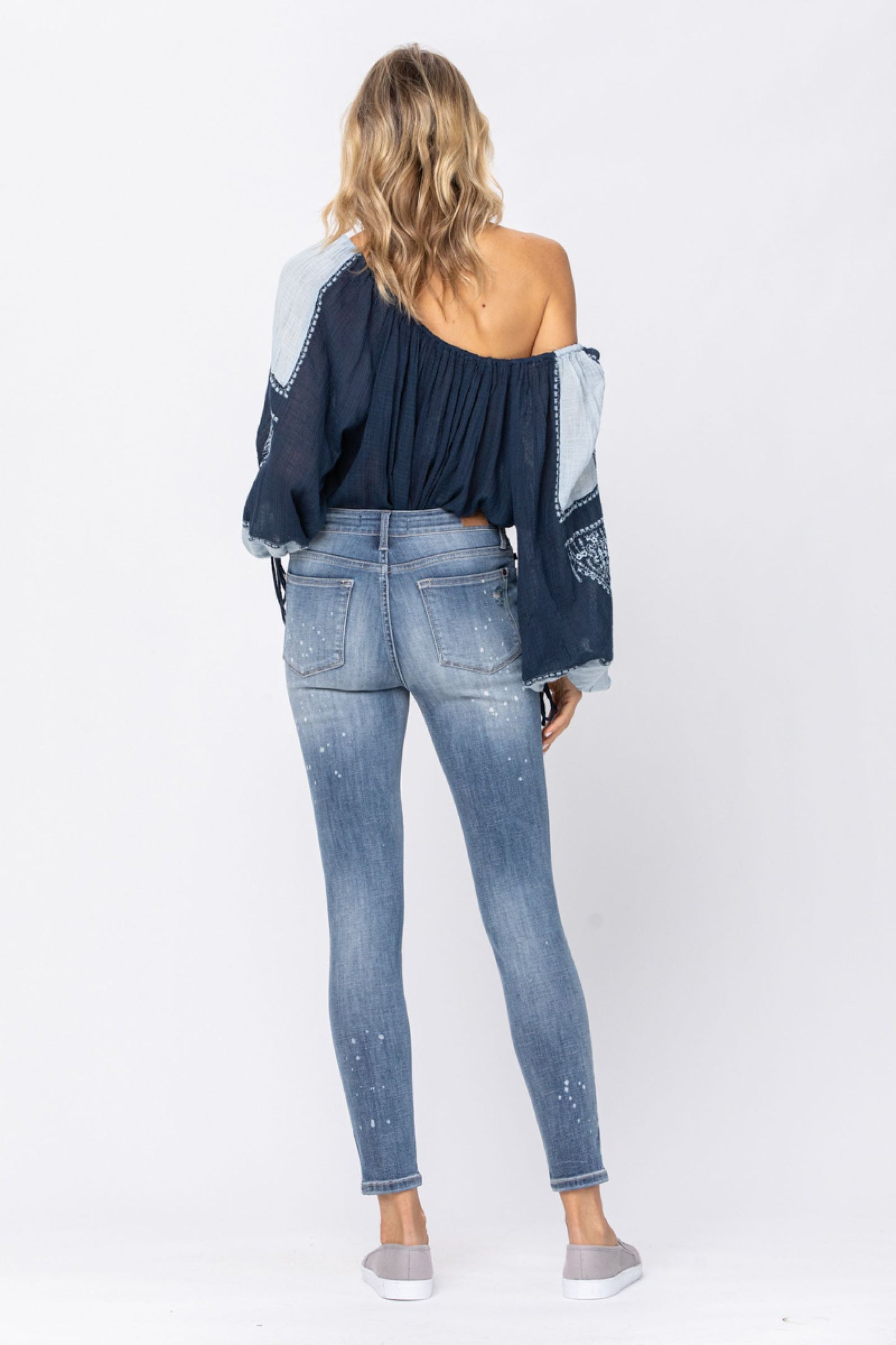 Judy Blue Bleach Splatter Destroyed Skinny Jeans
