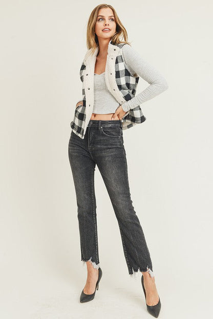 Checks Out Sherpa Vest - White