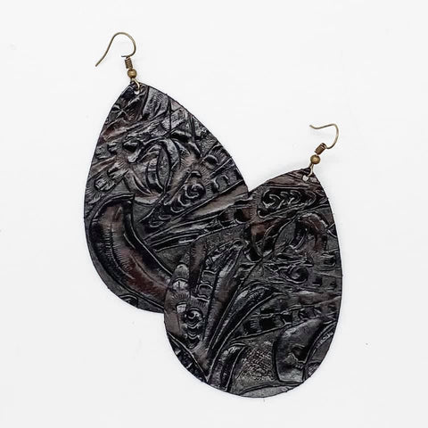 2" Cowgirl Swag Earrings - Dark Chocolate Embossed
