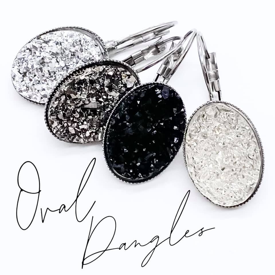 Big As Texas Oval Dangle Earrings - Silver