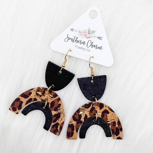 Black & Gold Leopard April Corkies Earrings