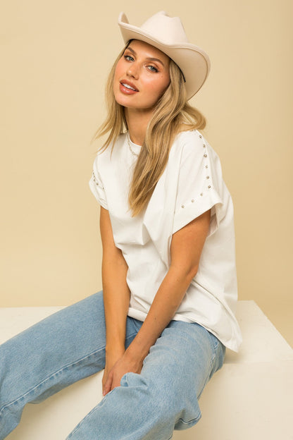 All Dolled Up Studded Tee - White