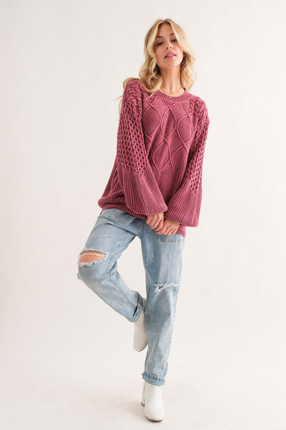 Classic Feelings Textured Sweater - Wine