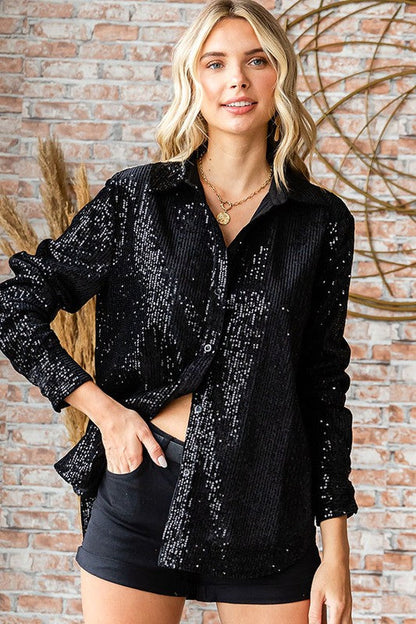 Just For Tonight Button Down - Black