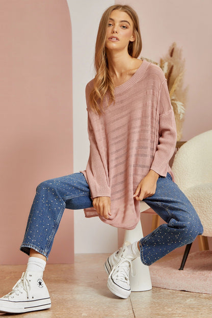 It's Worth It Tunic Sweater - Dusty Mauve