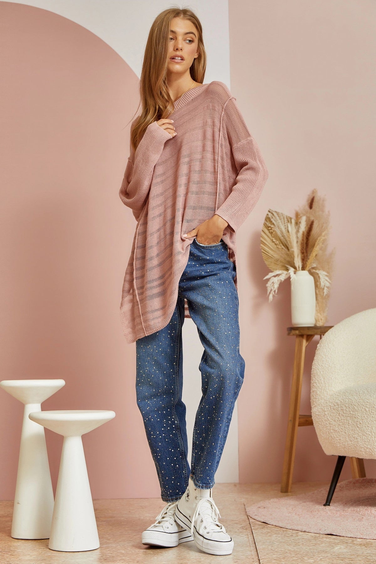 It's Worth It Tunic Sweater - Dusty Mauve
