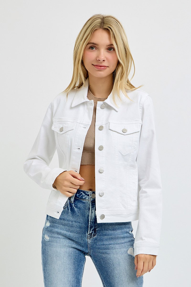 Friends Forever Vintage Wash Jean Jacket - White