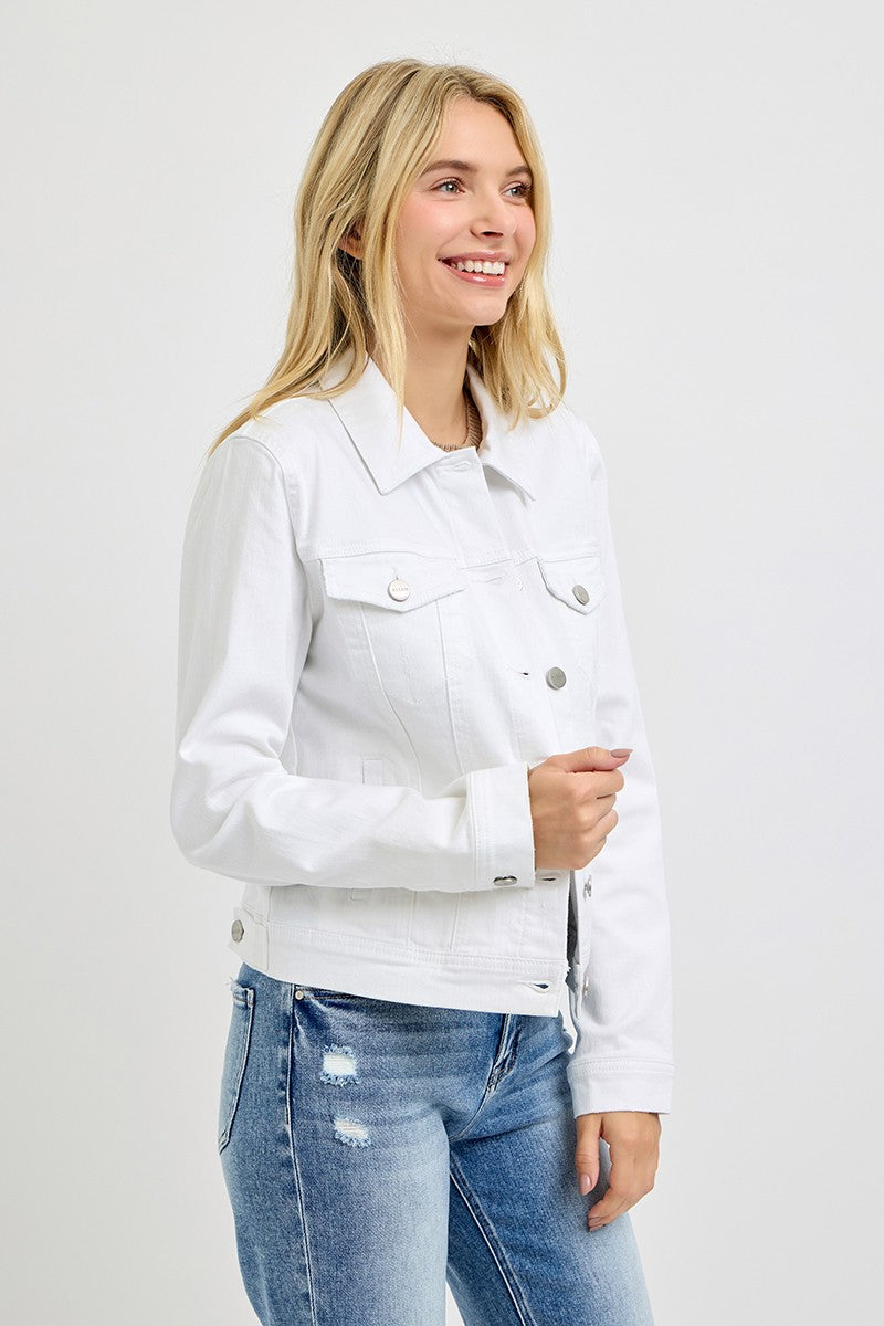 Friends Forever Vintage Wash Jean Jacket - White
