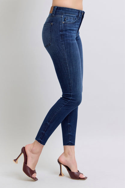 Judy Blue Double Button Raw Hem Skinny Jean