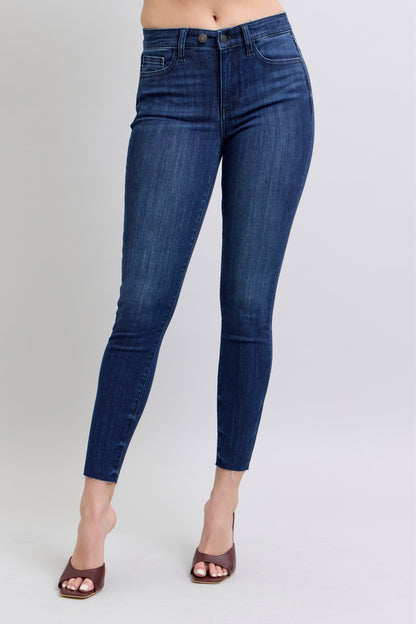 Judy Blue Double Button Raw Hem Skinny Jean