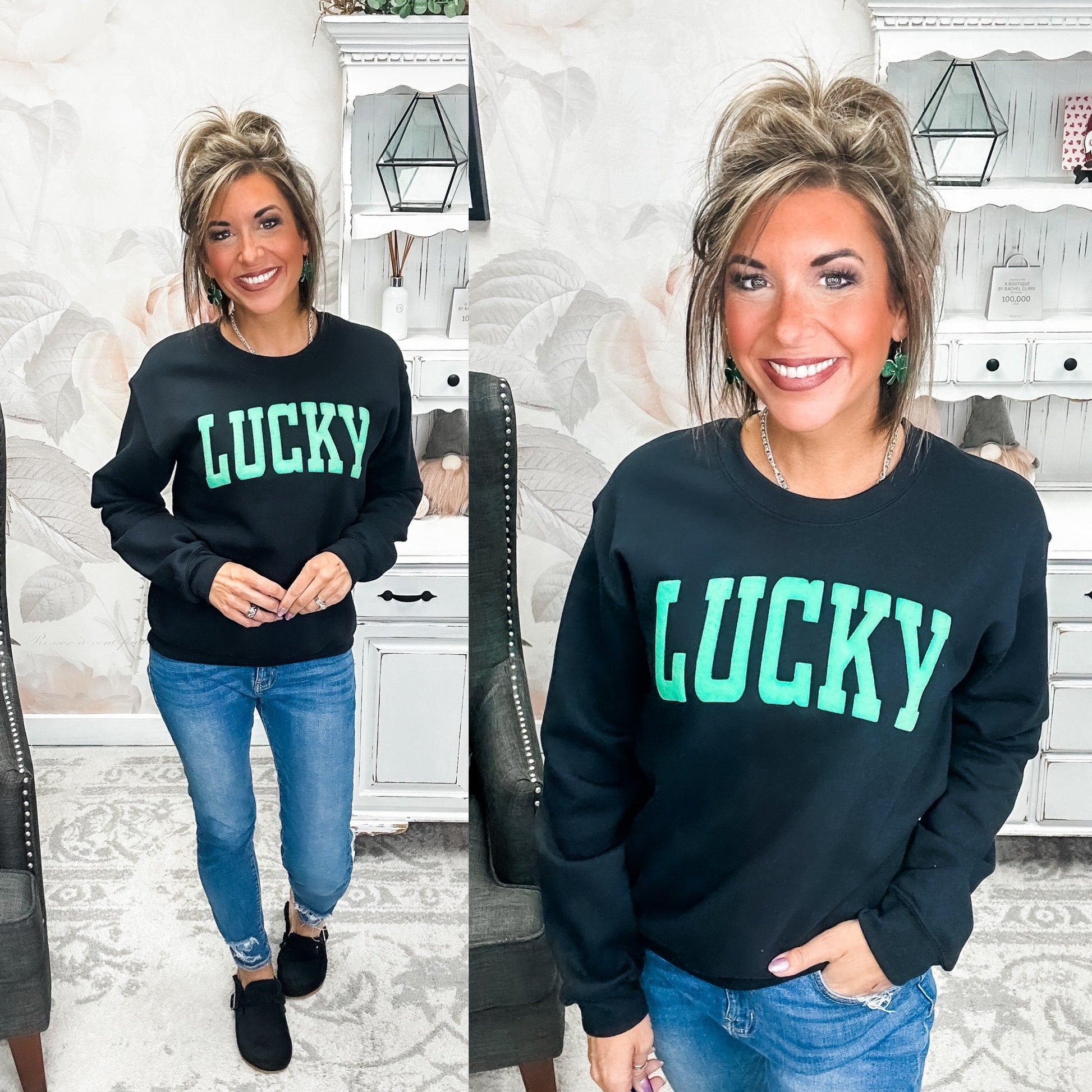 Green Lucky Puff Sweatshirt