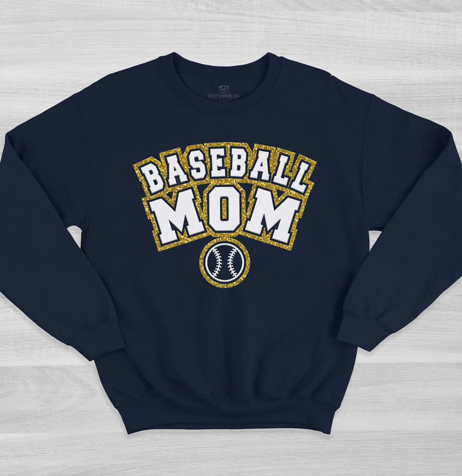 Baseball Mom Varsity Glitter Sweatshirt
