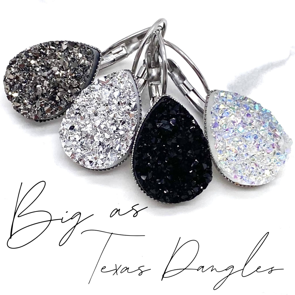 Big As Texas Teardrop Dangle Earrings - Gunmetal