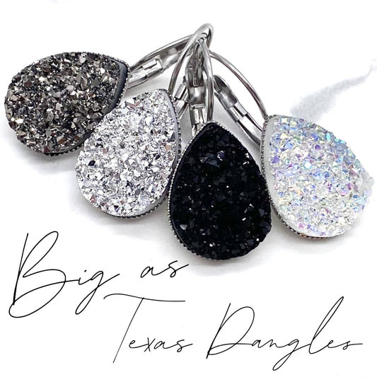 Big As Texas Teardrop Dangle Earrings - Gunmetal