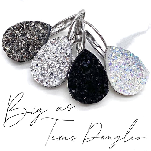 Big As Texas Teardrop Dangle Earrings - Silver