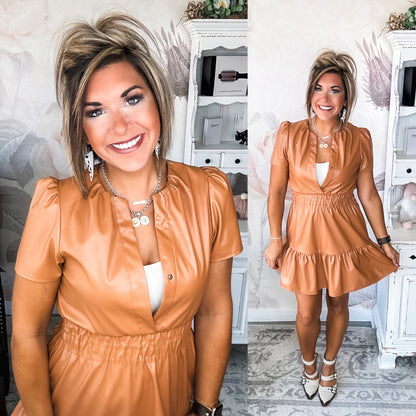 Figure Us Out Vegan Leather Dress
