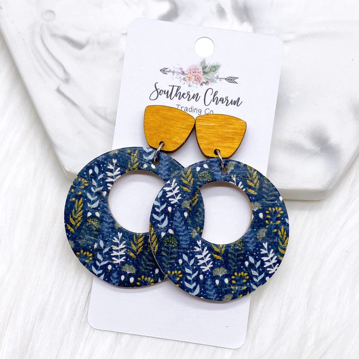 Mustard Wood & Midnight Fern Double O Dangle Corkies
