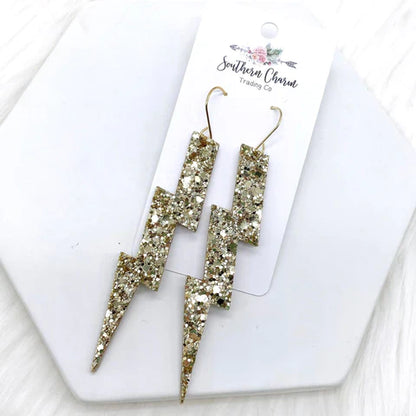 3.5" Glittery Lightning Bolts - Gold