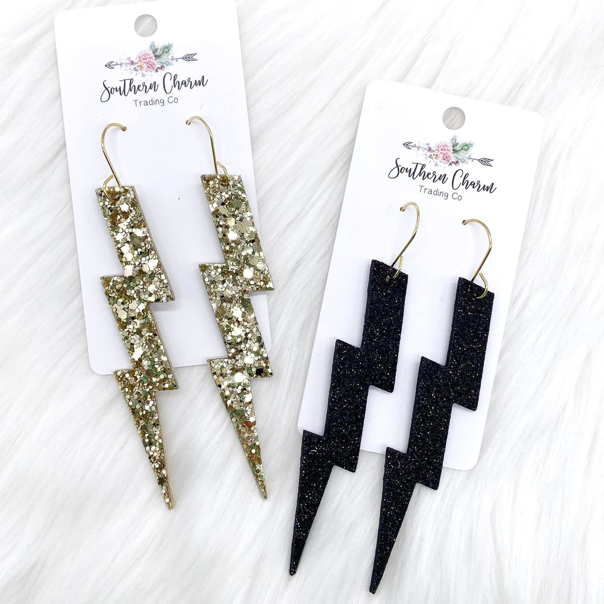 3.5" Glittery Lightning Bolts - Gold