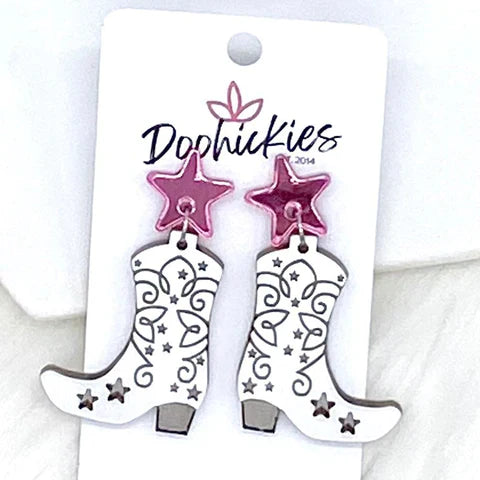2" Boot Scootin' Acrylic Dangles - Frosted Silver